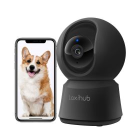 Laxihub 5MP Wi-Fi Surveillance Camera Baby Monitor 360° Indoor Home Black Security PT Camera 2K+ Night Vision Wi-Fi Cam For Pet Nanny P2F Without TF/S