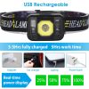 2Packs Rechargeable Motion Sensor Headlamp 6 Light Modes COB XPG Headlight Torch Flashlight for Fishing Running Camping Hiking