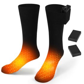 Unisex Electric Heated Socks Rechargeable Battery Heated Socks Winter Warm Thermal Socks (Color: Black)