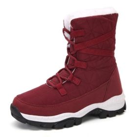 Fleece Snow Boots (Color: Red, size: 7)