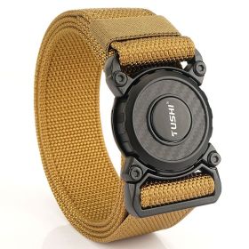 New quick release button tactical nylon belt; working clothes; outdoor training belt; casual men's belt; wholesale by manufacturers (colour: Lock edge -- wolf brown, Length (CM): 125cm)