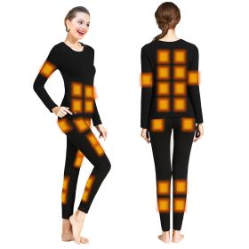 Women Heated Underwear Set Thermal Long Shirt Pants Electric Heating Long Johns Heated Top Pants Set with 28 Heating Zones 3 Heating Modes (Women: 2XL)