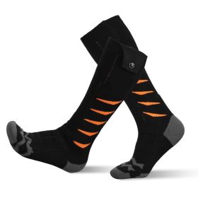 Heated Socks for Men Women Electric Heating Socks with APP Control 5000mAh Battery Rechargeable Thermal Socks Winter Warm Socks for Skiing Hiking Camp (Color: Orange Leaf)