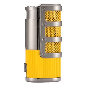 Pocket Lighter Lighting Cigar Tool Metal 3 Torch Gas Refillable Lighters Smoking Accessories Butane Jet Fire Starter (Color: Gold)